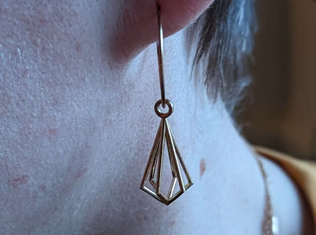 Cage Earring in Natural Brass