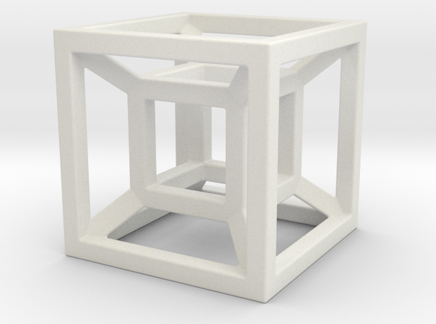 4D Cube in White Natural Versatile Plastic