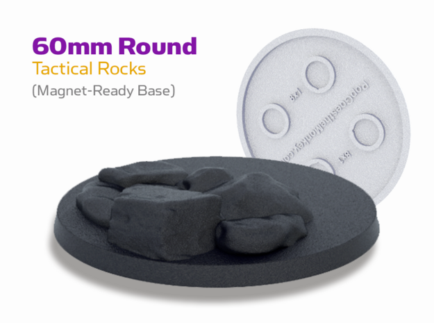 Right-foot Tactical Rocks : 60mm Round Bases in Black PA12