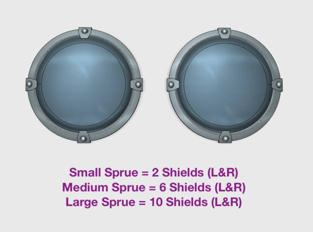 Four Point - Round Power Shields (L&R) in Tan Fine Detail Plastic: Small