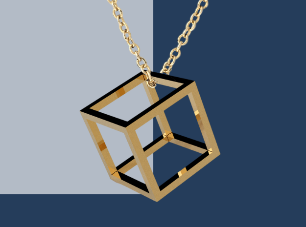 11:11 Cube pendant in 14K Yellow Gold