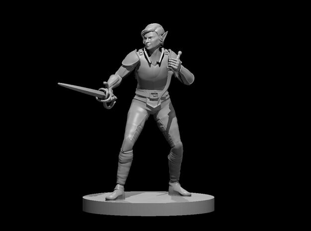 Elf Female Swashbuckler in Clear Ultra Fine Detail Plastic