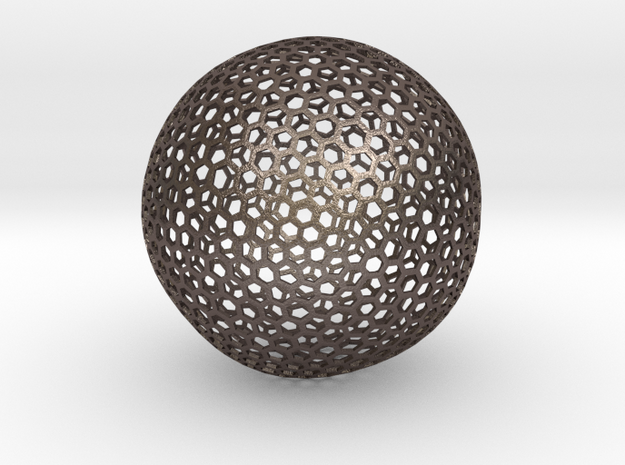 Geodesic Golf Ball (A) in Polished Bronzed Silver Steel