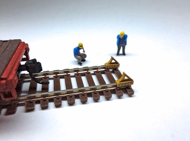 N Scale High Detail Wheel Bumpers (Six Pairs) in Tan Fine Detail Plastic