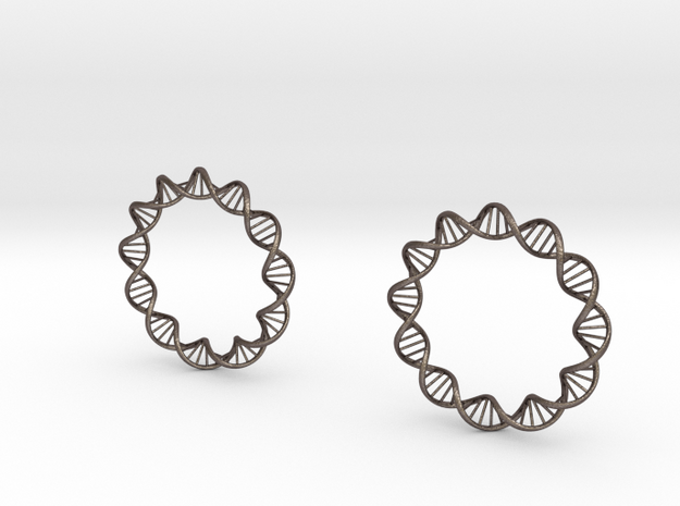 Virus DNA earings in Polished Bronzed Silver Steel