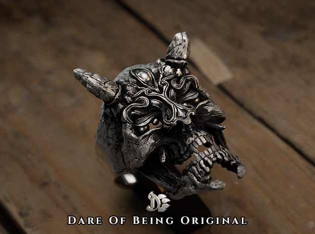 Twin Eyed Oni Ring in Antique Silver: 7.5 / 55.5