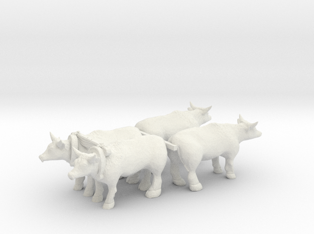 1-72nd Scale Oxen Set in White Natural Versatile Plastic