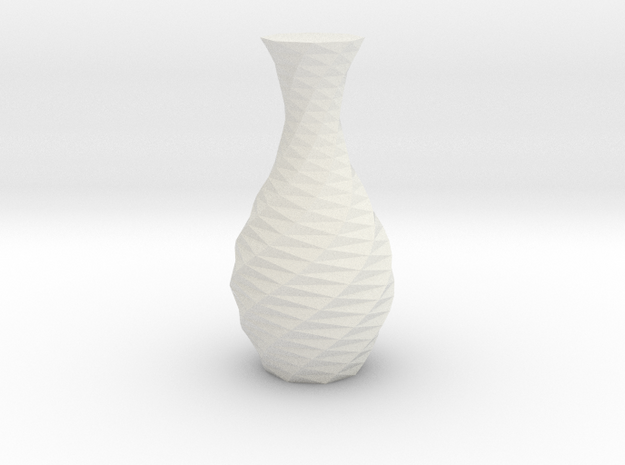 Geometric Twist Vase  in White Natural Versatile Plastic