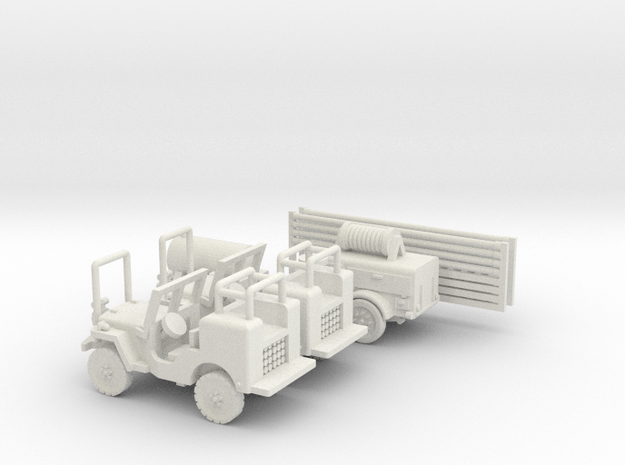 1/100 Jeep fire engine set in White Natural Versatile Plastic