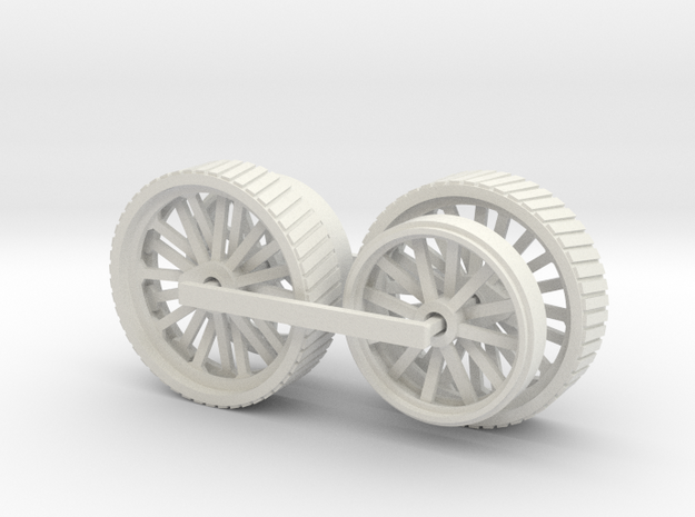 1000-1 Fowler Plough Engine Wheels 1:87 in White Natural Versatile Plastic