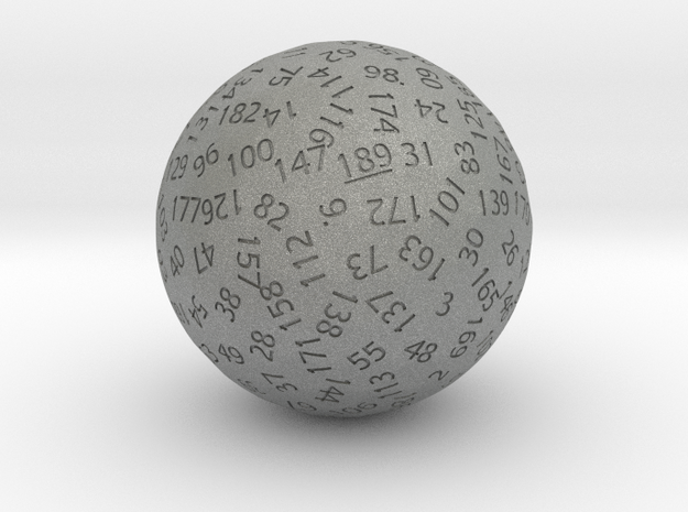 d189 Sphere Dice in Gray PA12