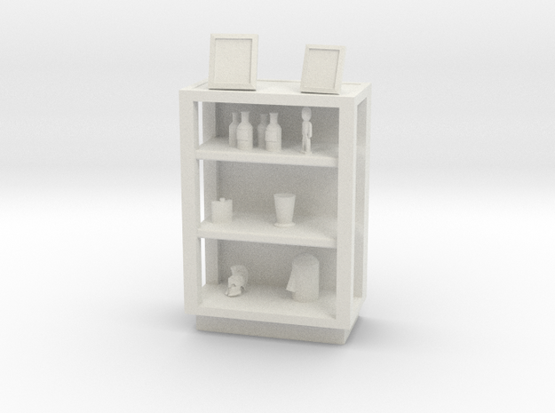 Bookcase 1:24 Scale in White Natural Versatile Plastic