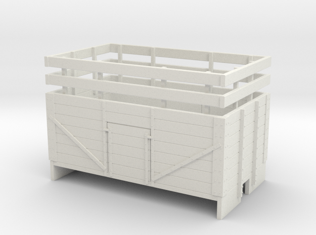 OO9 7 Plank mineral wagon with rails  in White Natural Versatile Plastic