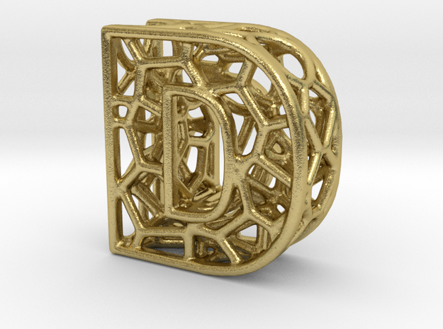 Bionic Necklace Pendant Design - Letter D in Natural Brass