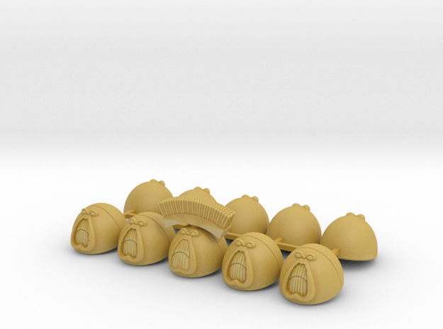 Space Defenders Base Squad Closed Helmets X10 in Tan Fine Detail Plastic