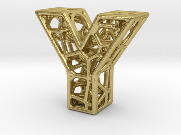 Bionic Necklace Pendant Design - Letter Y in Natural Brass