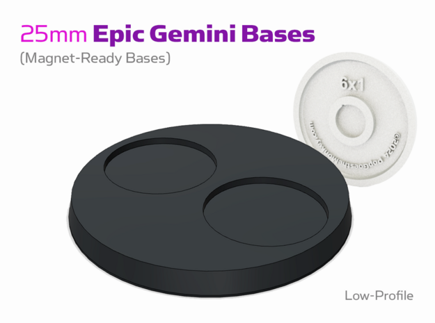 Blank : Epic 25mm Gemini Bases (Low-Profile) in Black PA12: Small