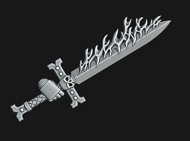 Flame Swords (x5 or x10)  in Tan Fine Detail Plastic: Medium