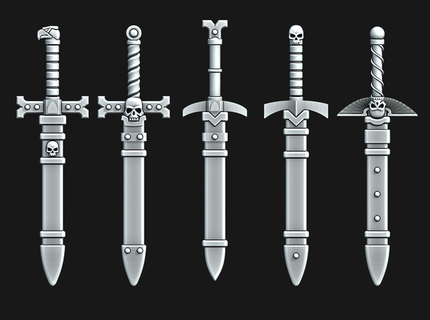 Sheathed Swords (x5 or x10) in Tan Fine Detail Plastic: Medium