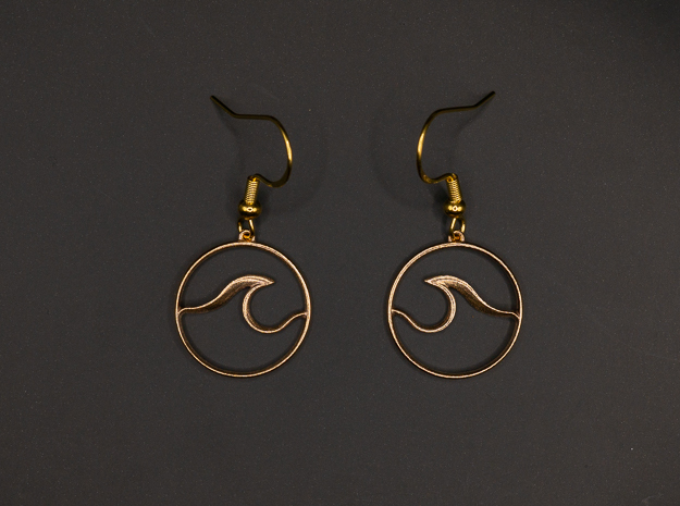 Wave Amulet II (full circle) - Drop Earrings in Natural Bronze