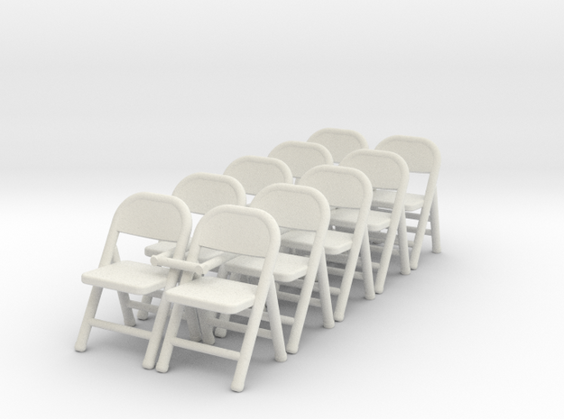 1:48 Folding Chair (Set of 10) in White Natural Versatile Plastic