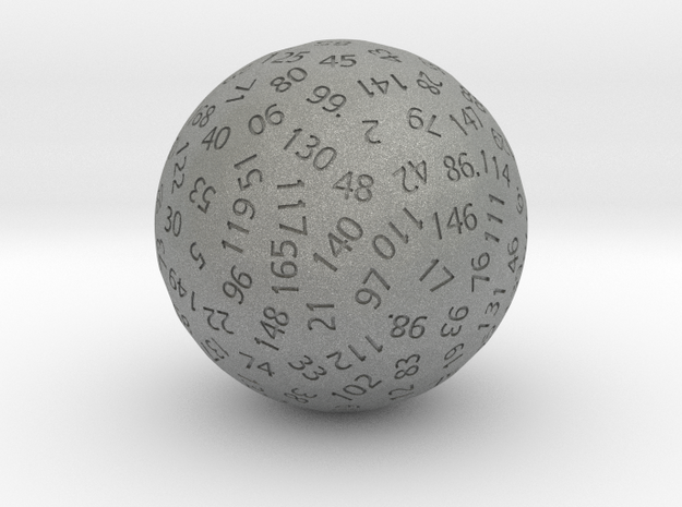 d169 Sphere Dice in Gray PA12