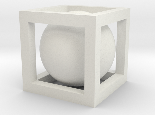 Small Ball In Box in White Natural Versatile Plastic