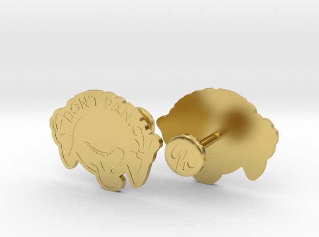 Don’t Panic Cufflinks in Polished Brass