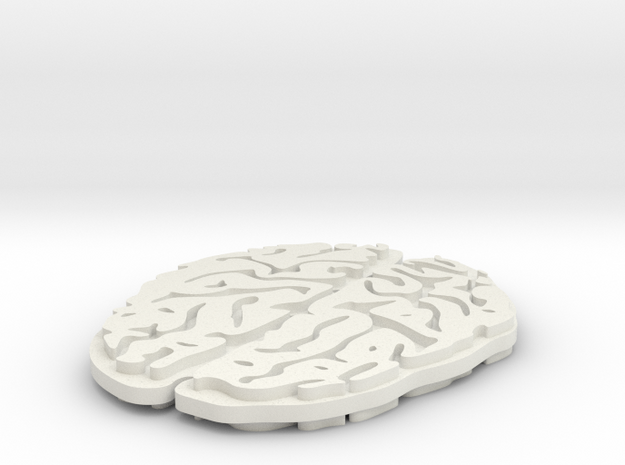 Brain Pendent in White Natural Versatile Plastic