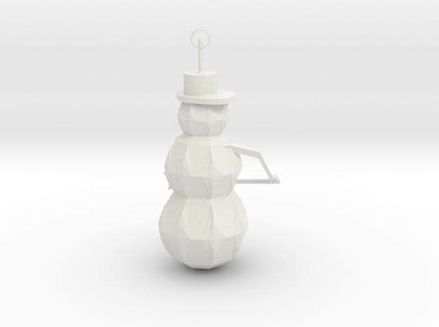 Snow Man Ornament in White Natural Versatile Plastic