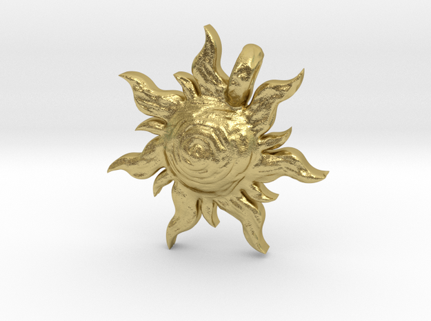 Sun pendant  in Natural Brass: Medium