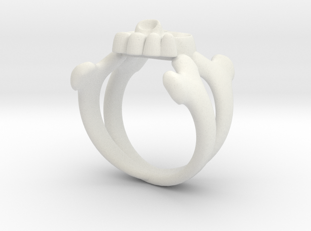 Skull & Crossbones Ring (S) in White Natural Versatile Plastic