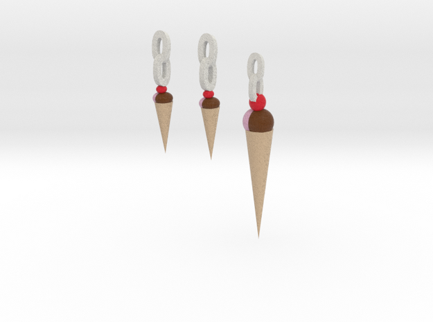 Ice Cream Pendant And Earrings in Full Color Sandstone