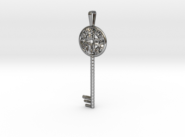 Magic key pendant 6.5cm in Polished Silver