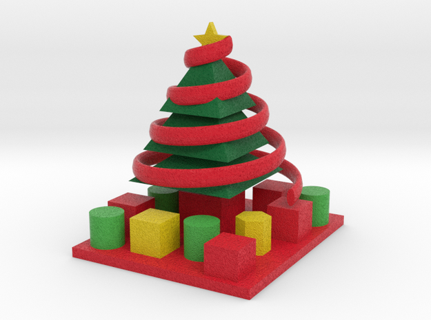 decorated tree with presents in Full Color Sandstone