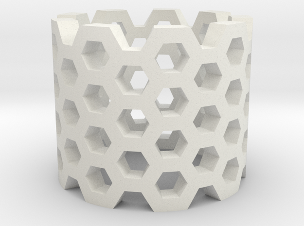 Honeycomb Ring in White Natural Versatile Plastic