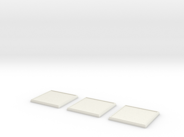 Square Model Base 40mm X3 in White Natural Versatile Plastic
