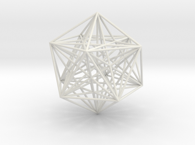 Sacred Geometry: Icosahedron with Stellated Dodeca in White Natural Versatile Plastic