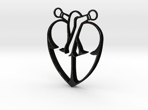 Storybook-Organic Heart Pendant in Matte Black Steel