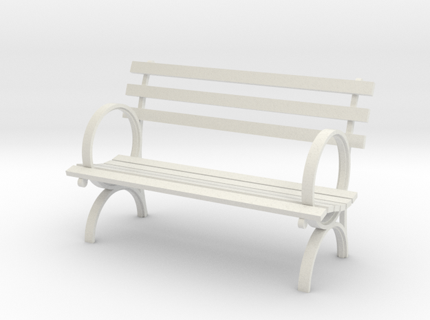 1:24 Old Park Bench 54" (Not Full Scale) in White Natural Versatile Plastic