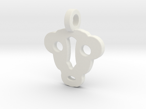 Monkey Face Pendant / Keychain (small) in White Natural Versatile Plastic