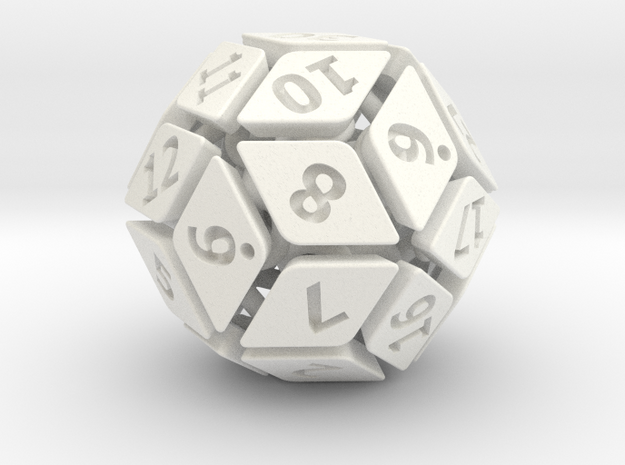 New Class of Dice - Spring-loaded 30-sided die in White Processed Versatile Plastic