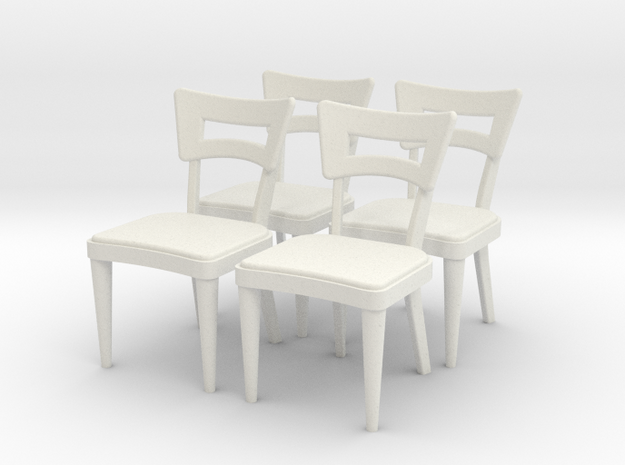 1:36 Dog Bone Chairs (Set of 4) in White Natural Versatile Plastic