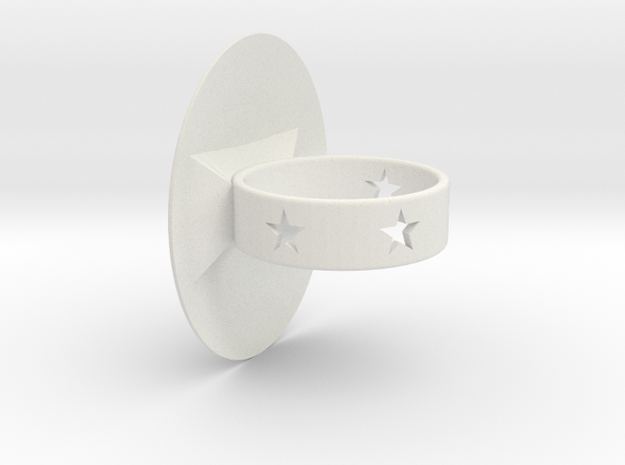 Shield Ring in White Natural Versatile Plastic