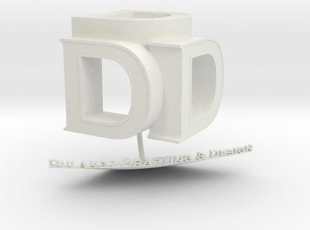DDD 3D Logo in White Natural Versatile Plastic
