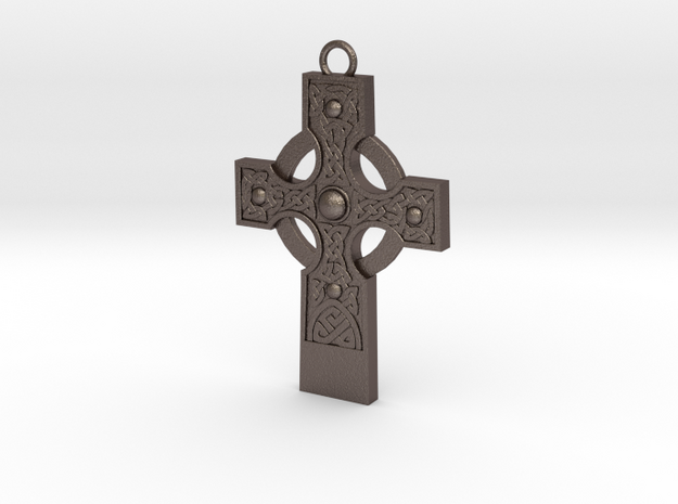 celtic cross 2 in Polished Bronzed Silver Steel
