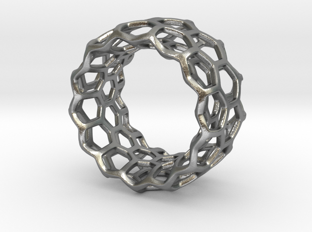 Honeycomb Ring US8 in Natural Silver