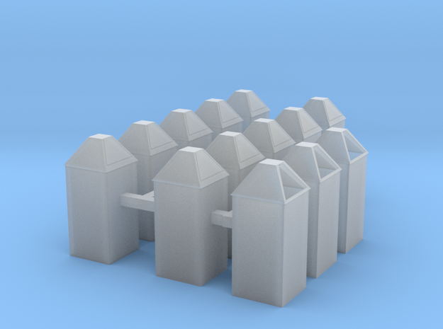 HO Scale Square trash cans in Tan Fine Detail Plastic