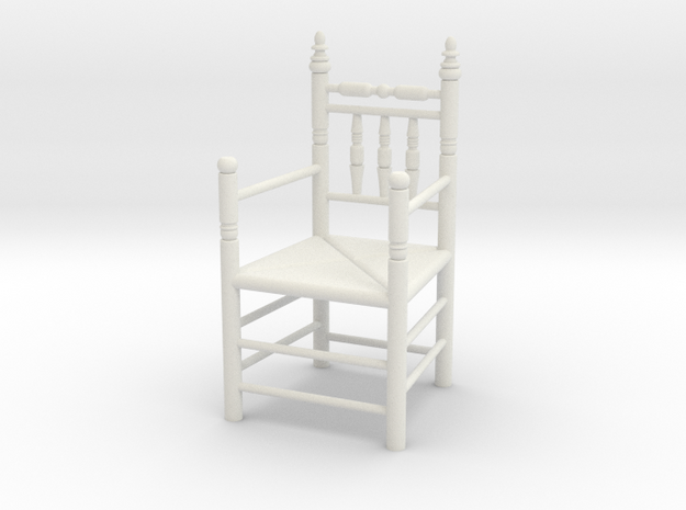 1:24 Pilgrim's Chair with arms in White Natural Versatile Plastic