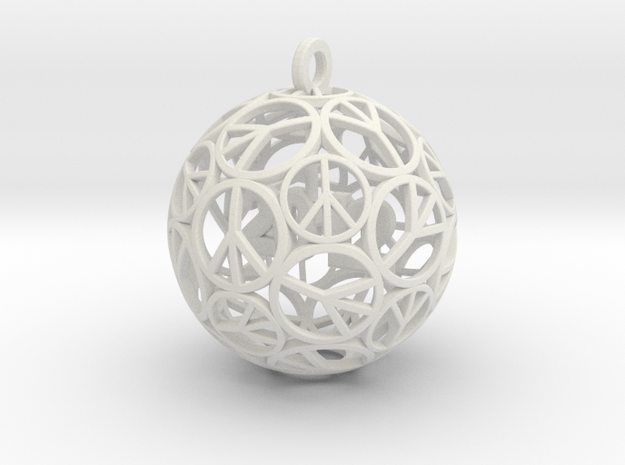 Peace Christmas Ornament  in White Natural Versatile Plastic